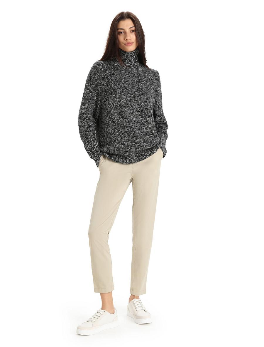 Black / Snow Icebreaker Merino Seevista Funnel Neck Women's Sweaters | AU 1627QMAZ